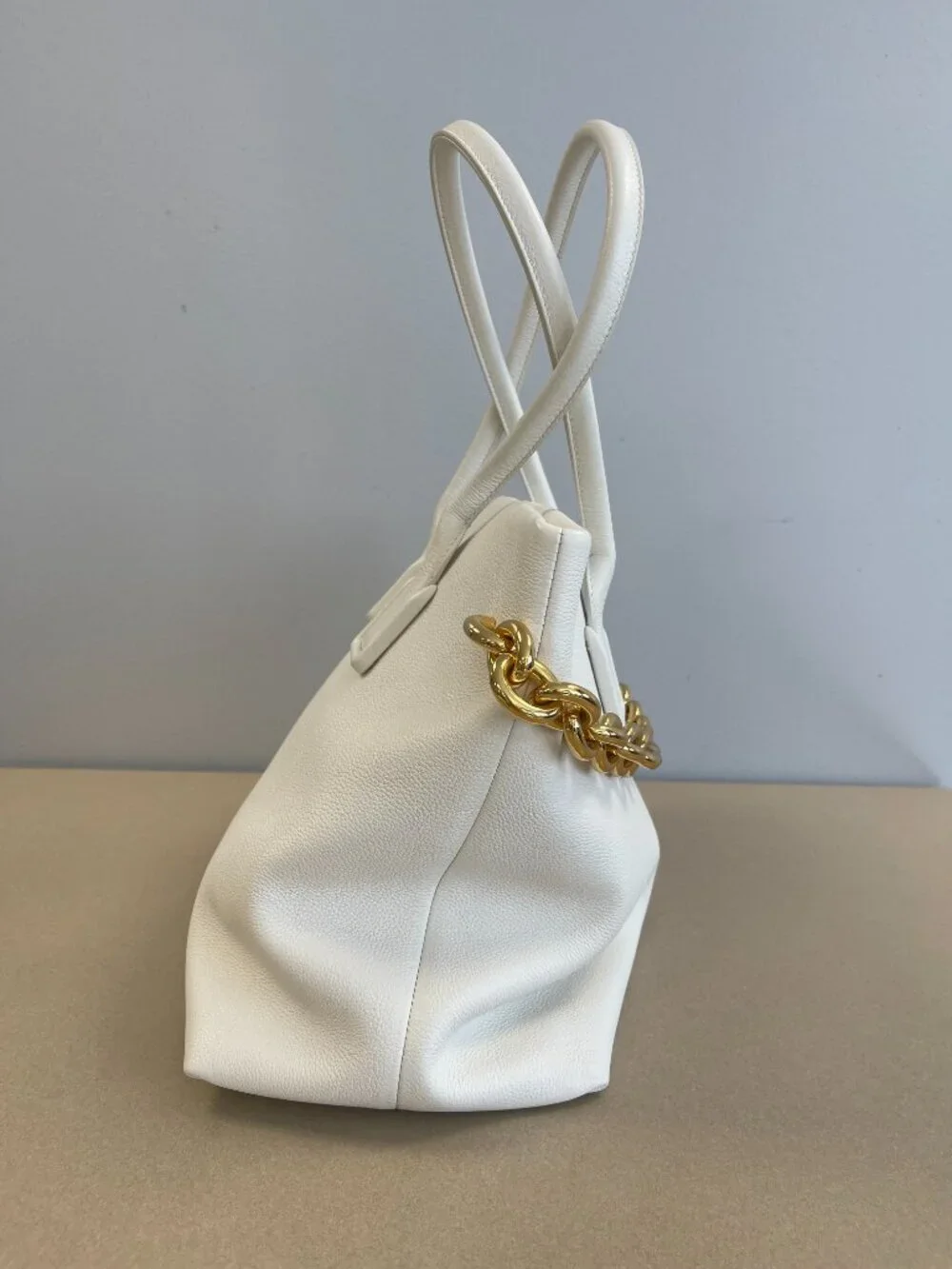 Bottega Veneta Mount Calfskin Leather Tote Bag with Chain Strap - Like New
